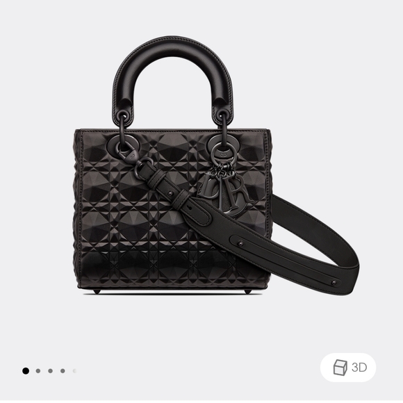 Small Lady Dior my ABCDIOR Bag - Black Cannage Calfskin with Diamond Motif - Picture 2 of 15